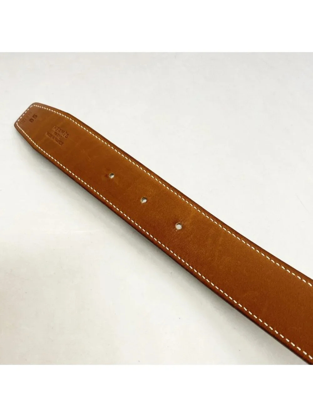 Hermes Belt Constance Box Calf Barenia Fauve Blue Navy Silver